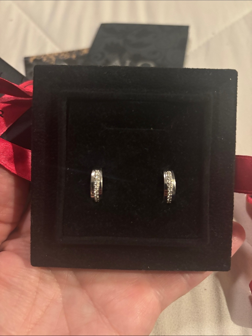 White Gold Diamond Huggies Hoop Earrings